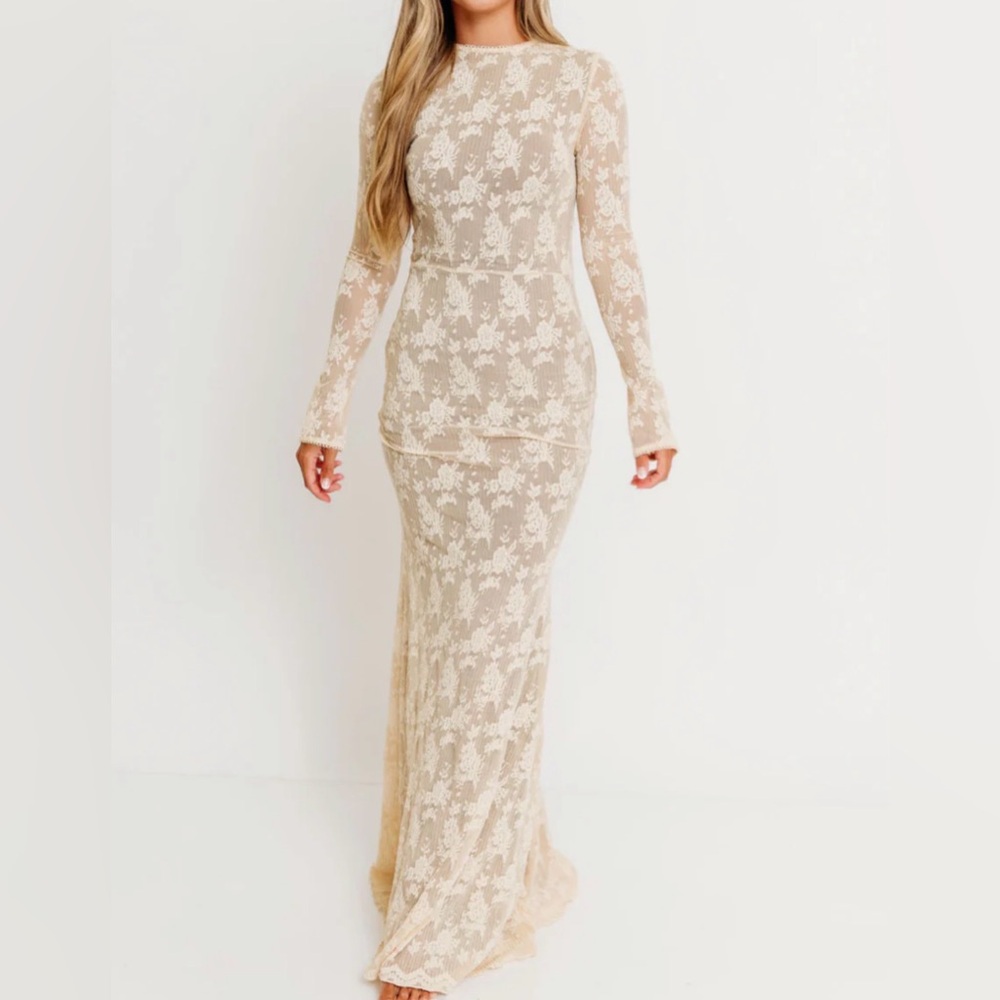 Seraphine Cream Lace Long Sleeve Maxi Dress